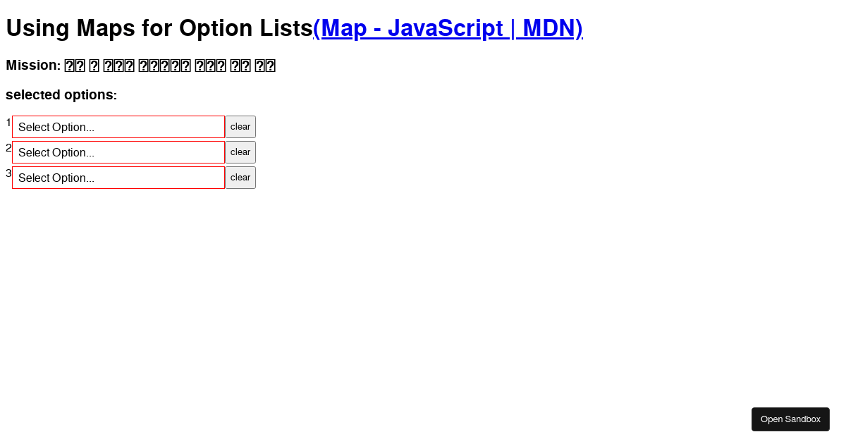 Select non-duplicate options(Map) - Codesandbox