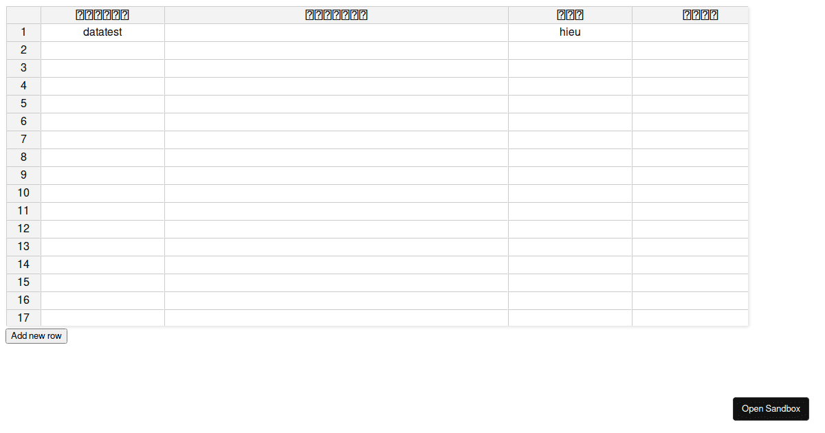 Jspreadsheet CE and React (forked) - Codesandbox