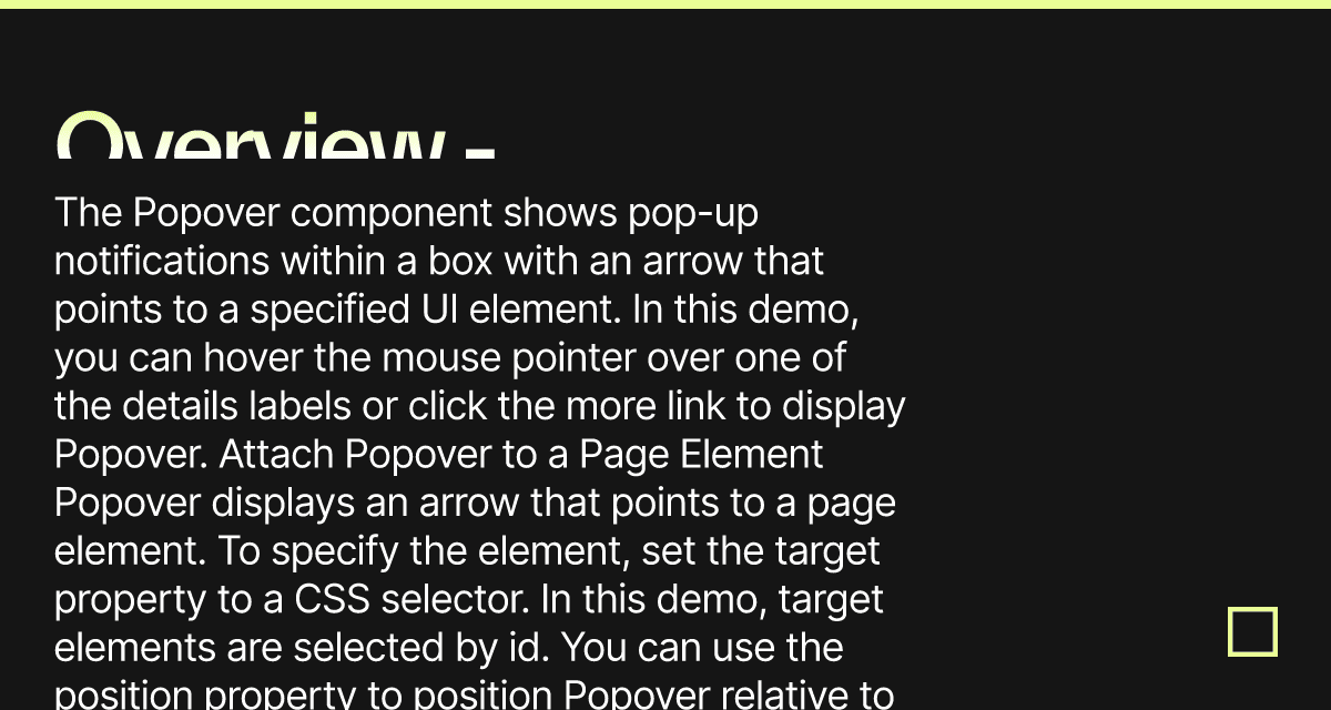Overview - DevExtreme Popover - Codesandbox