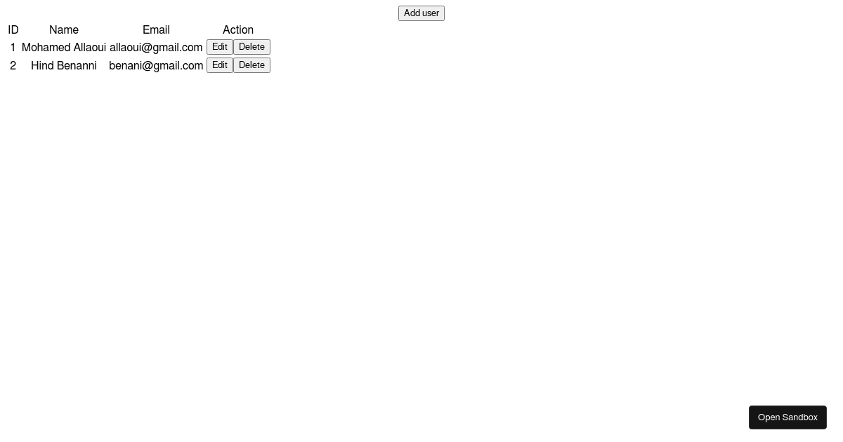 CRUD - Codesandbox