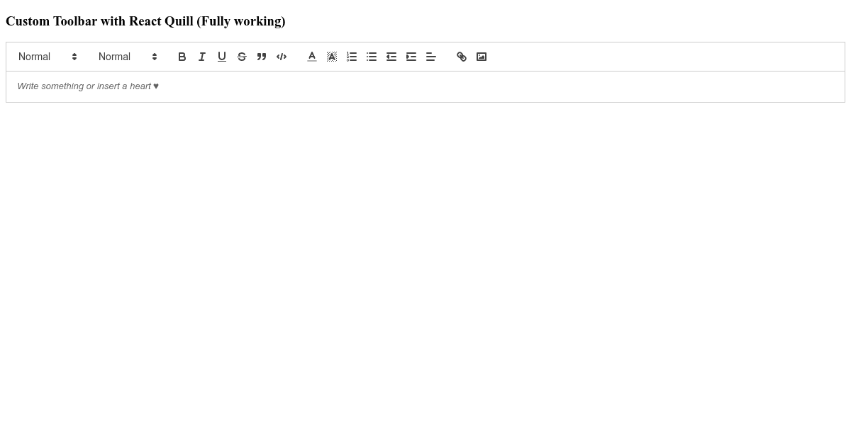 Custom Toolbar with React Quill (Fully working) (forked) - Codesandbox
