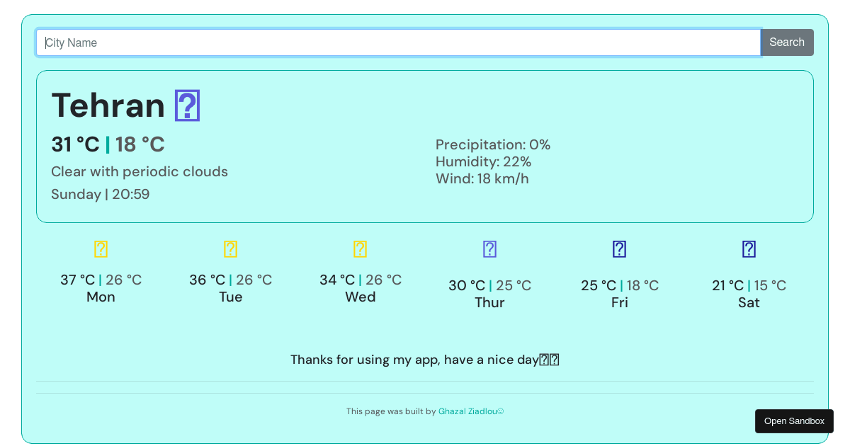 Weather app codesandbox