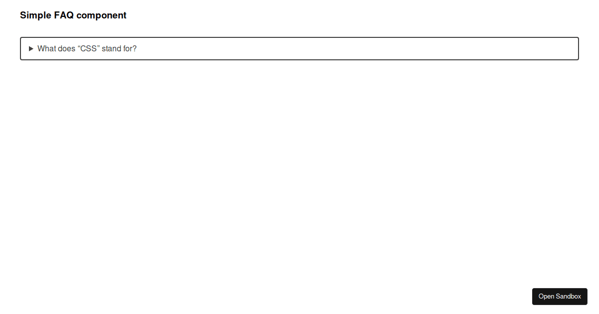 FAQ component - Codesandbox
