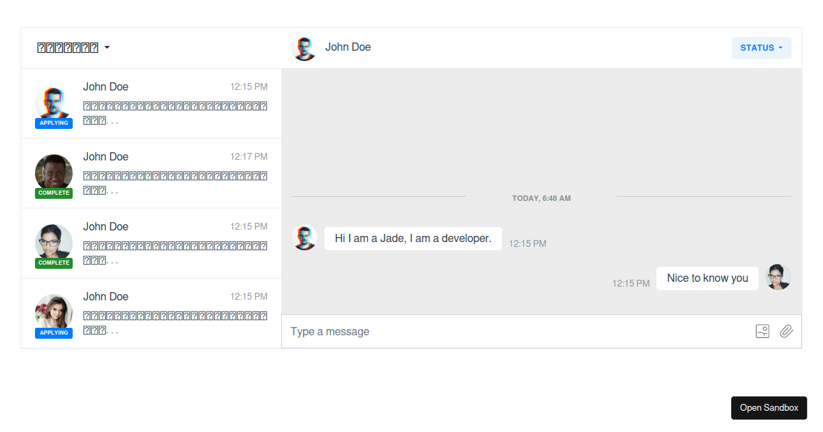 Chat interface UI - Codesandbox