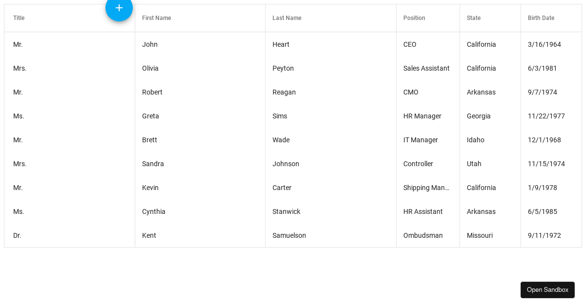 Overview - DevExtreme Floating Action Button - Codesandbox