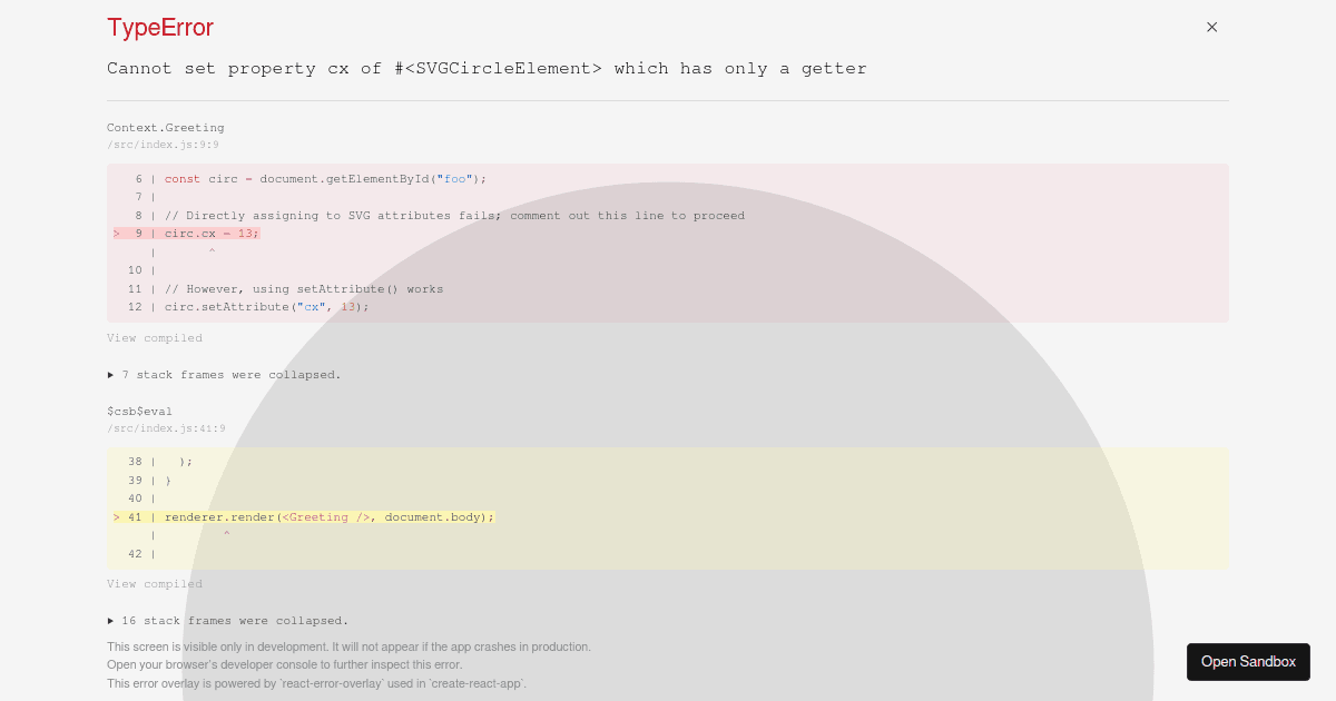 Crank SVG read-only attribute issue - Codesandbox