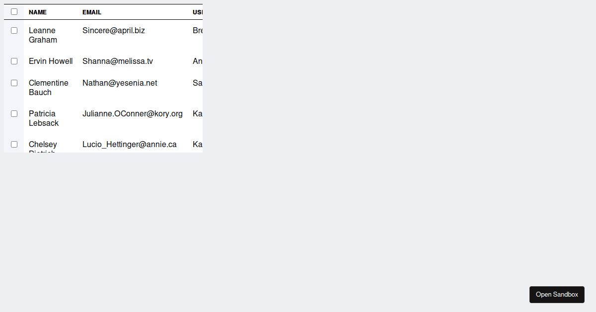 Grid Table (display contents) Codesandbox
