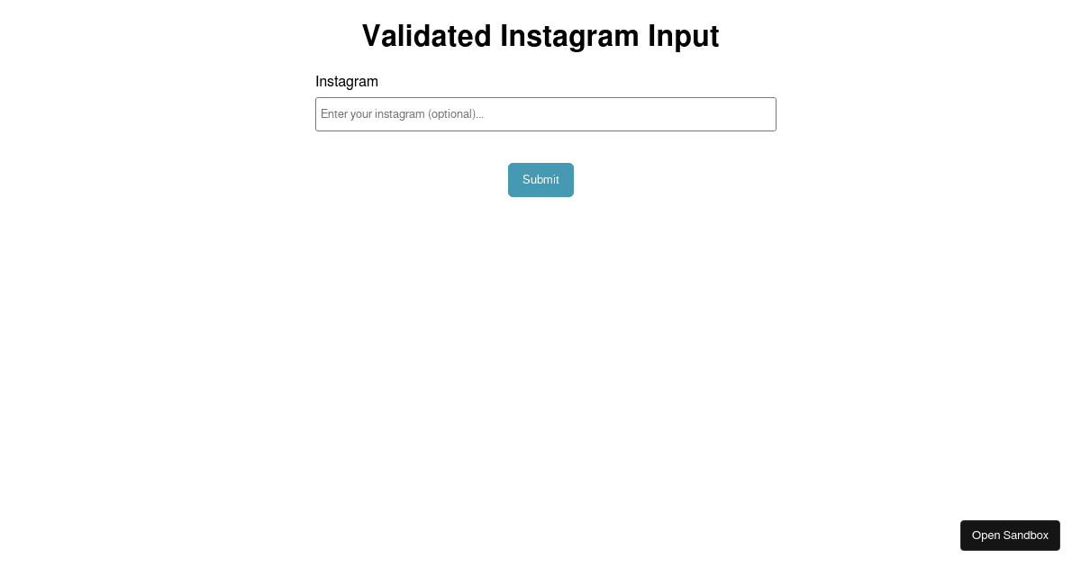 Manually Validate Input - Codesandbox