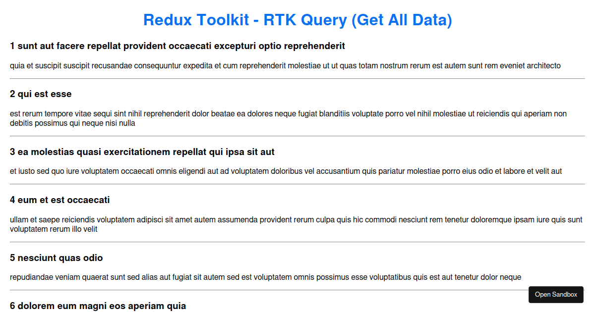 API Call and CRUD using Redux Toolkit - Codesandbox