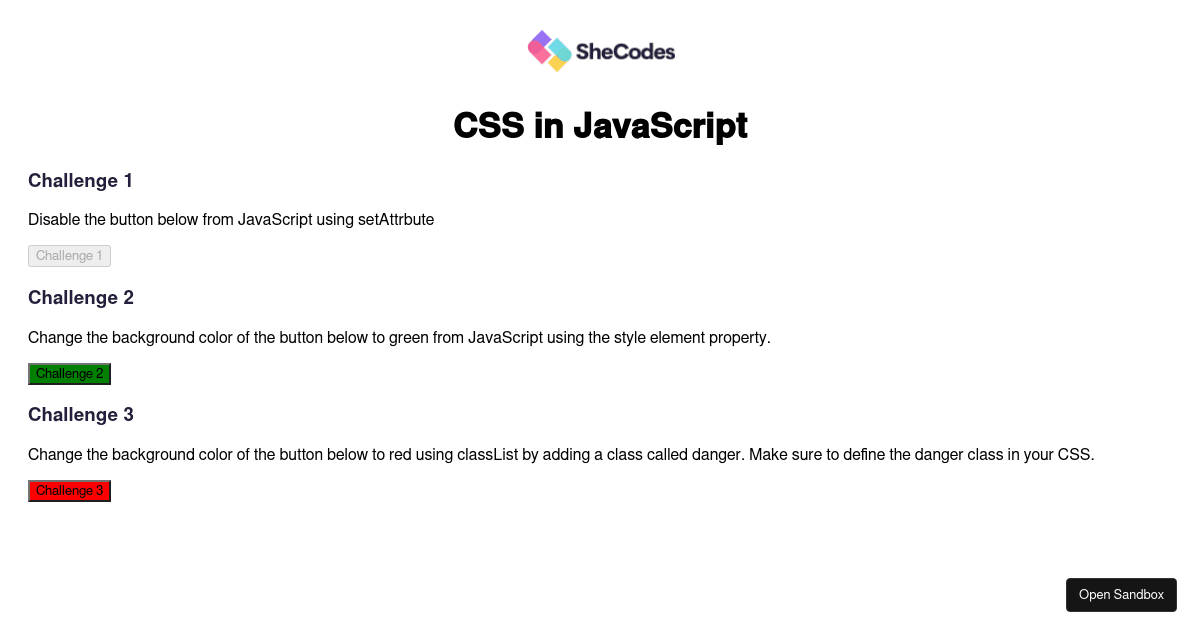CSS in JavaScript Challenge (forked) - Codesandbox