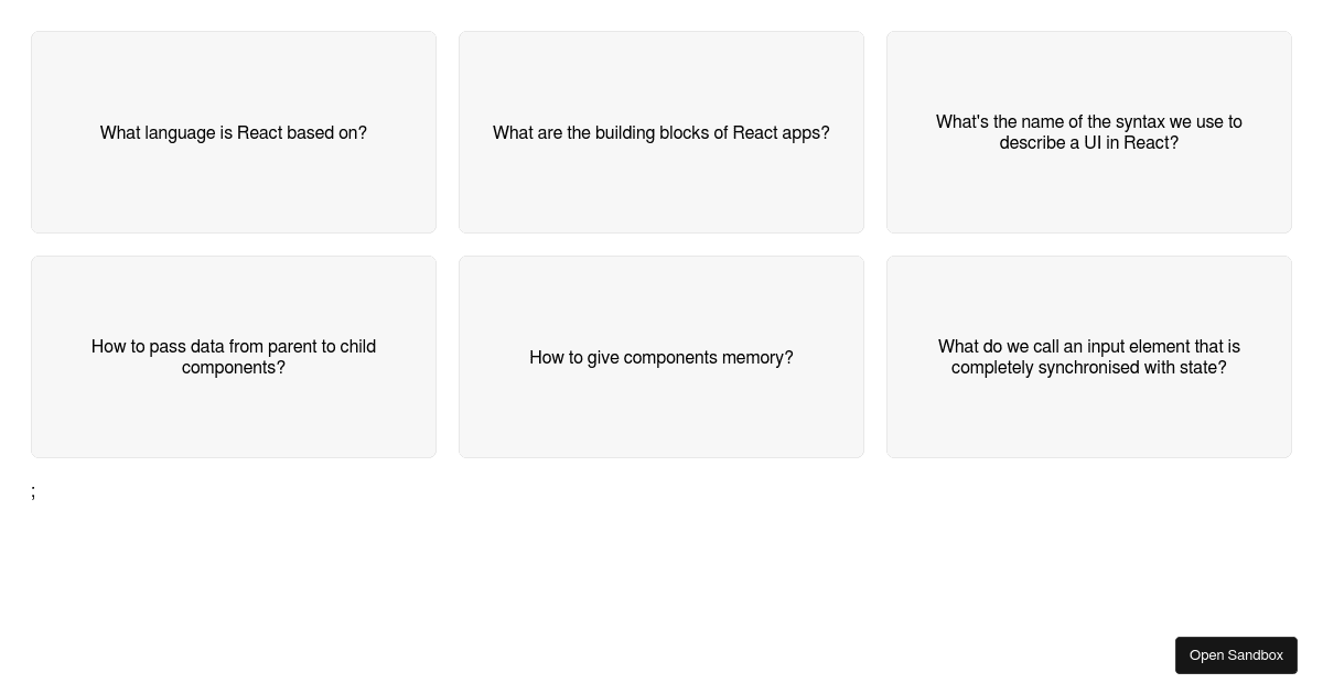 flashcards exercise - Codesandbox