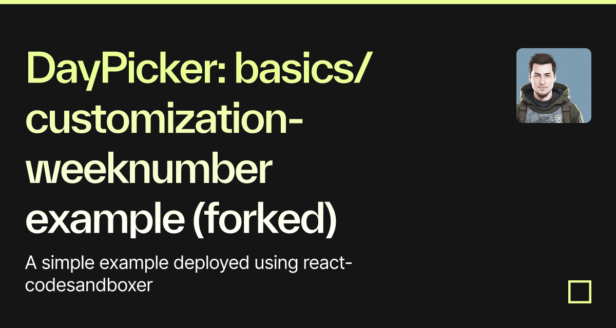 DayPicker: basics/customization-weeknumber example (forked) - Codesandbox