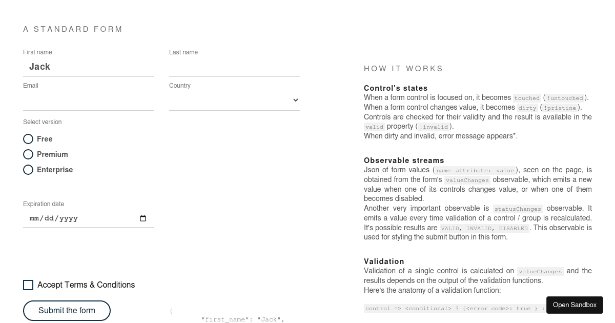 A standard form - Codesandbox