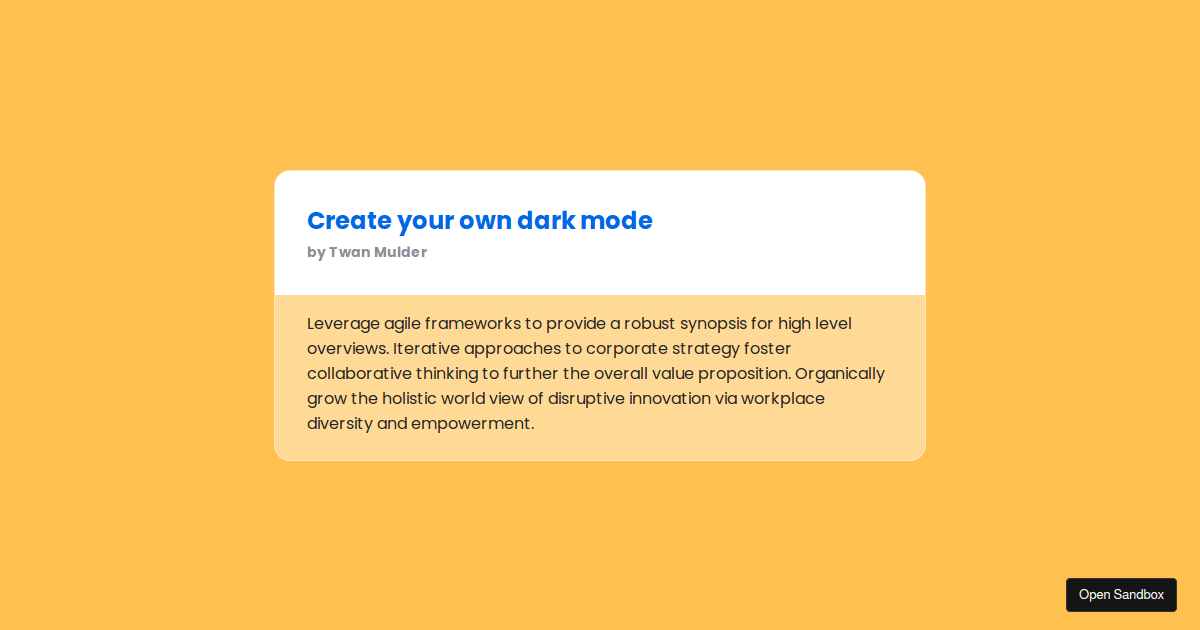 Step 1 Dark Mode Using Css Variables Codesandbox 4315