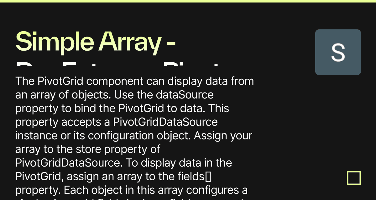 Simple Array - DevExtreme Pivot Grid (forked) - Codesandbox