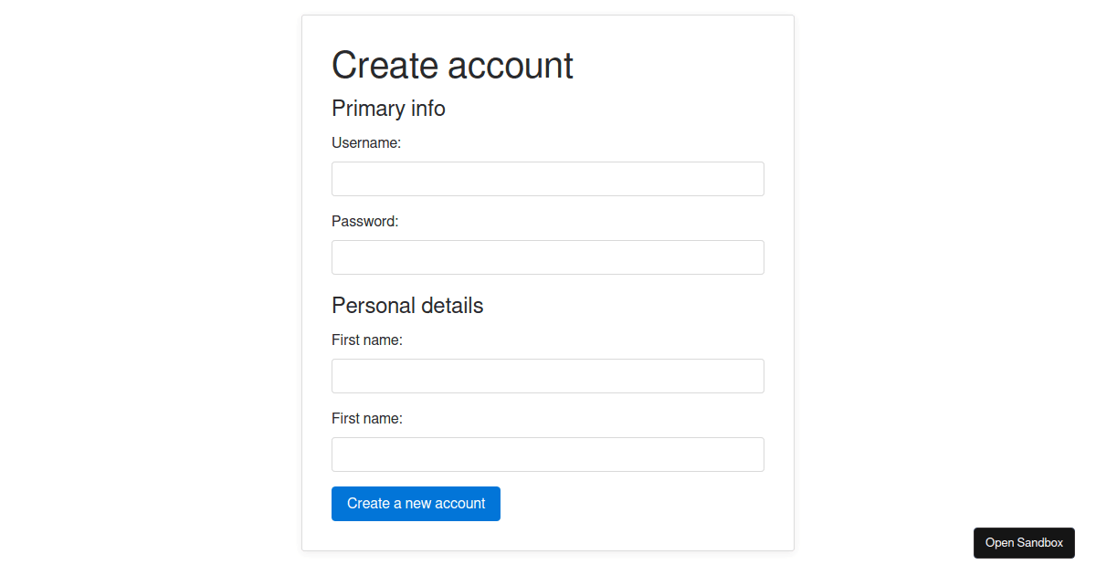 RAF: Simple form (forked) - Codesandbox