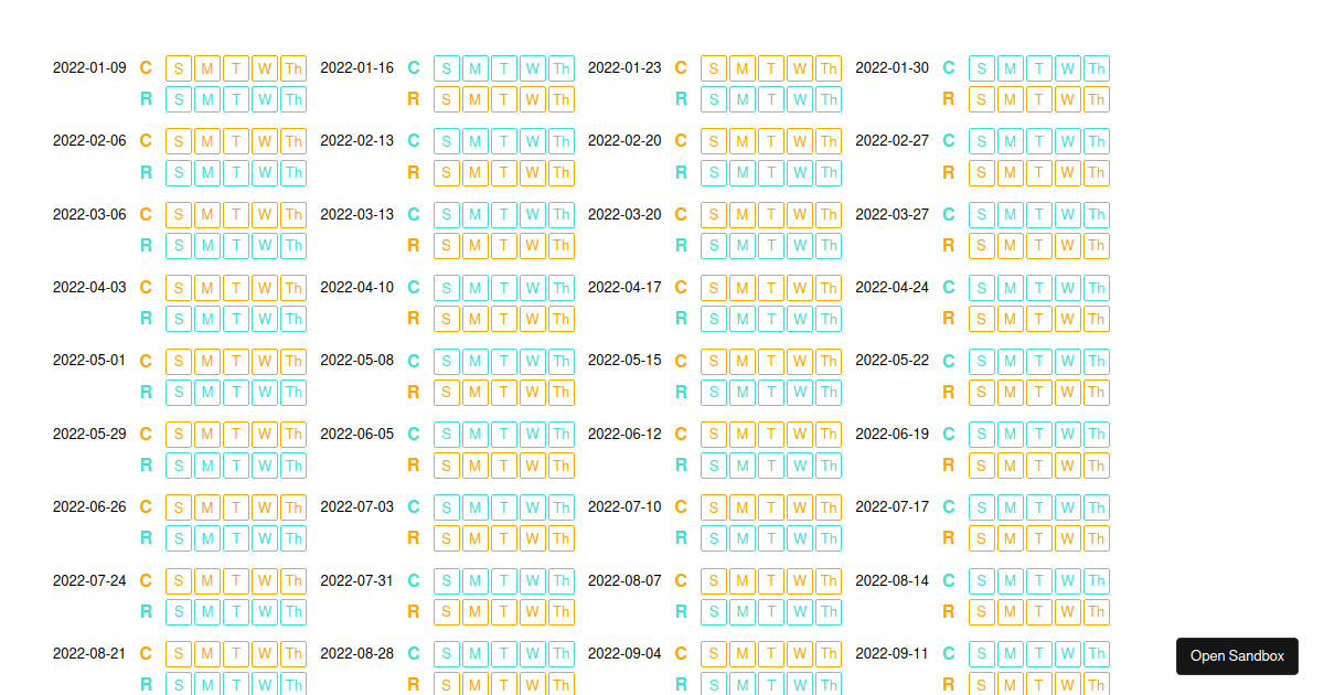 schedule - Codesandbox