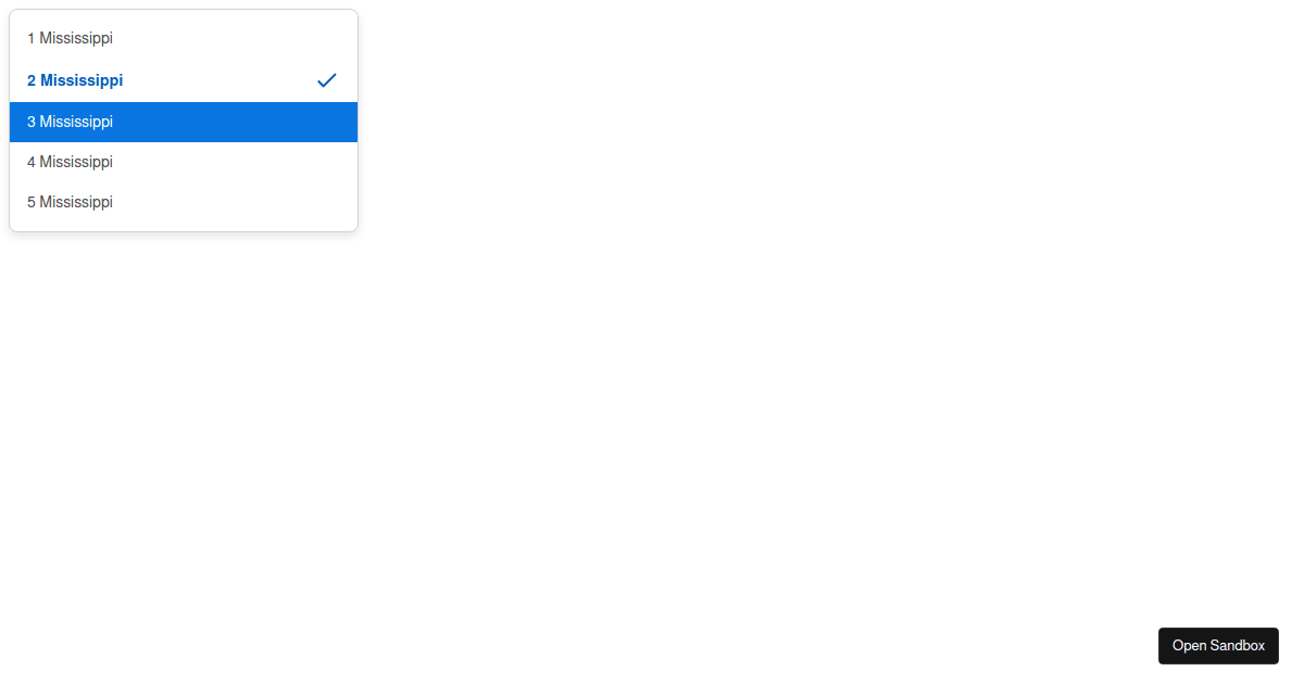Menu custom select color - Codesandbox