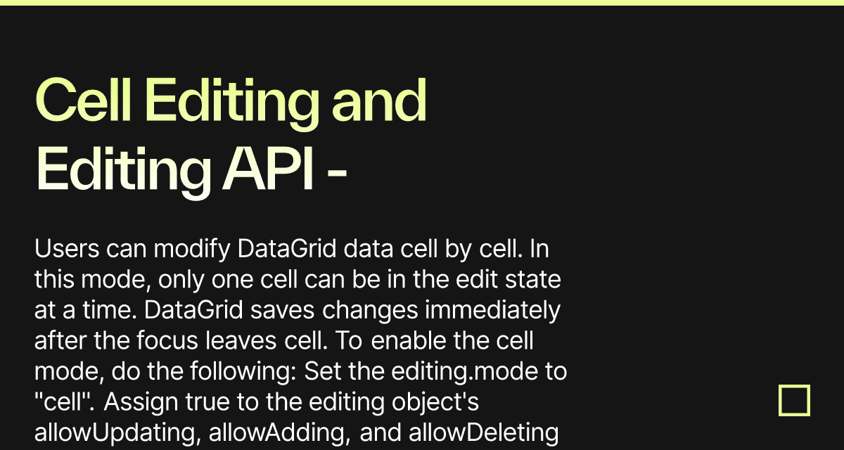 Cell Editing and Editing API - DevExtreme Data Grid (forked) - Codesandbox