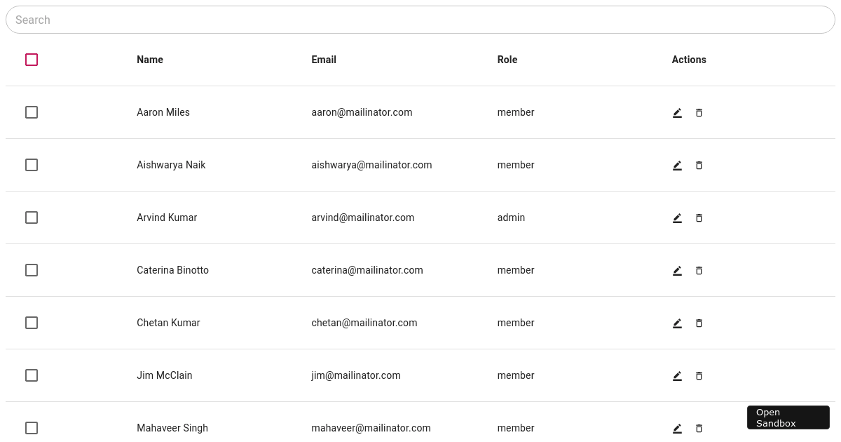 Admin UI (forked) - Codesandbox
