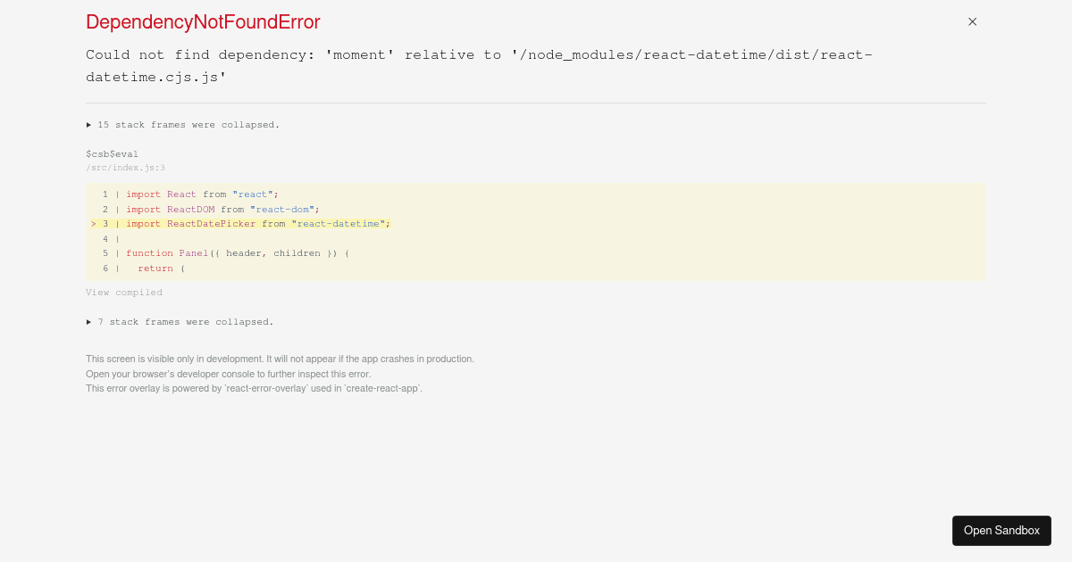 React Datepicker (forked) - Codesandbox