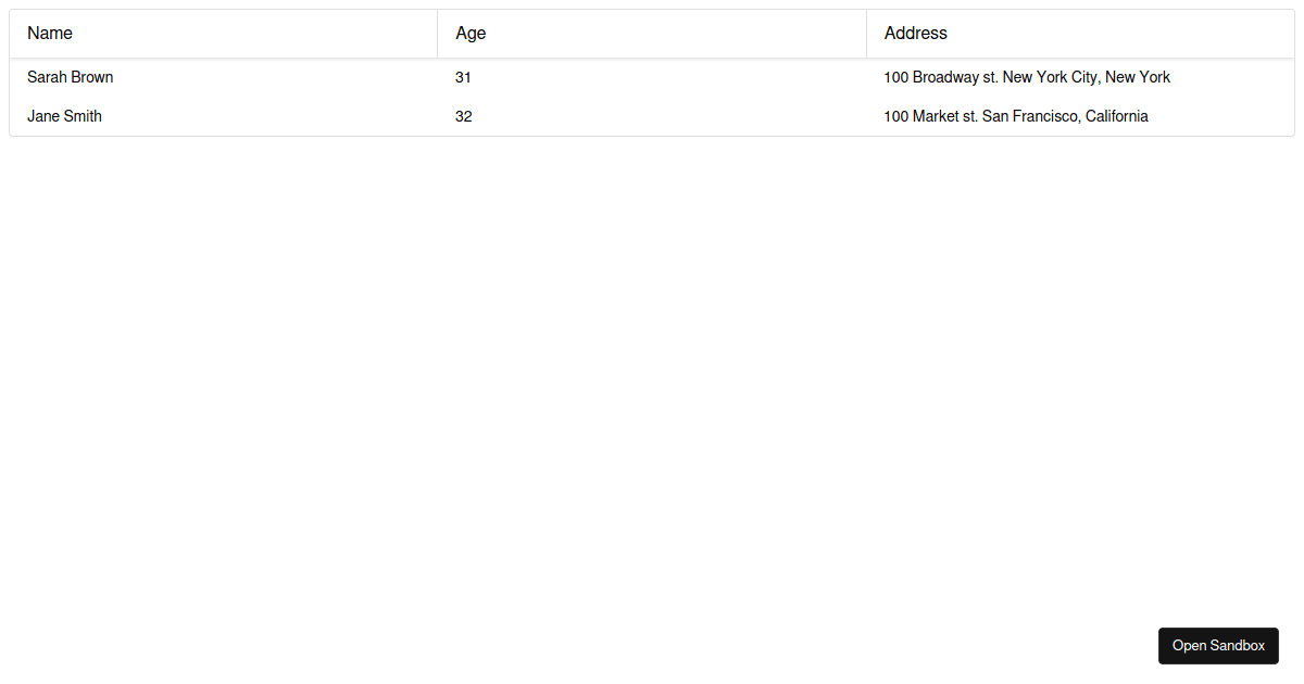 Table - Codesandbox