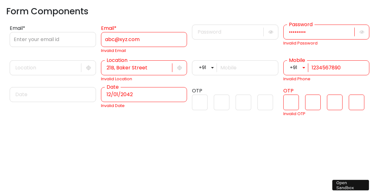 react-form-components - Codesandbox