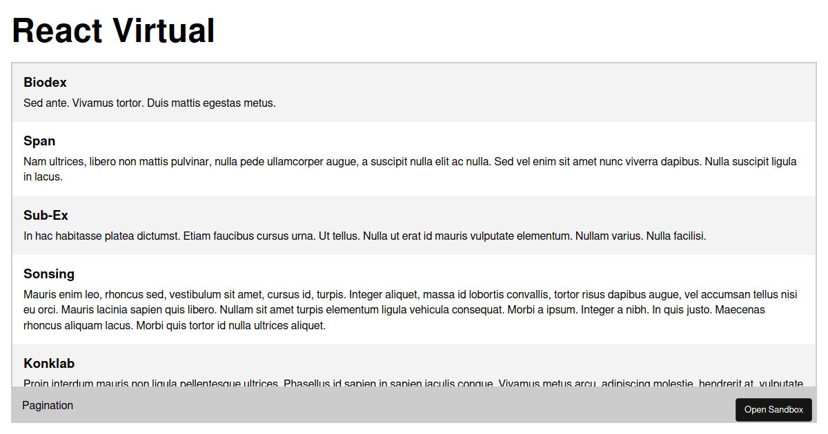 React Virtual Responsive - Codesandbox