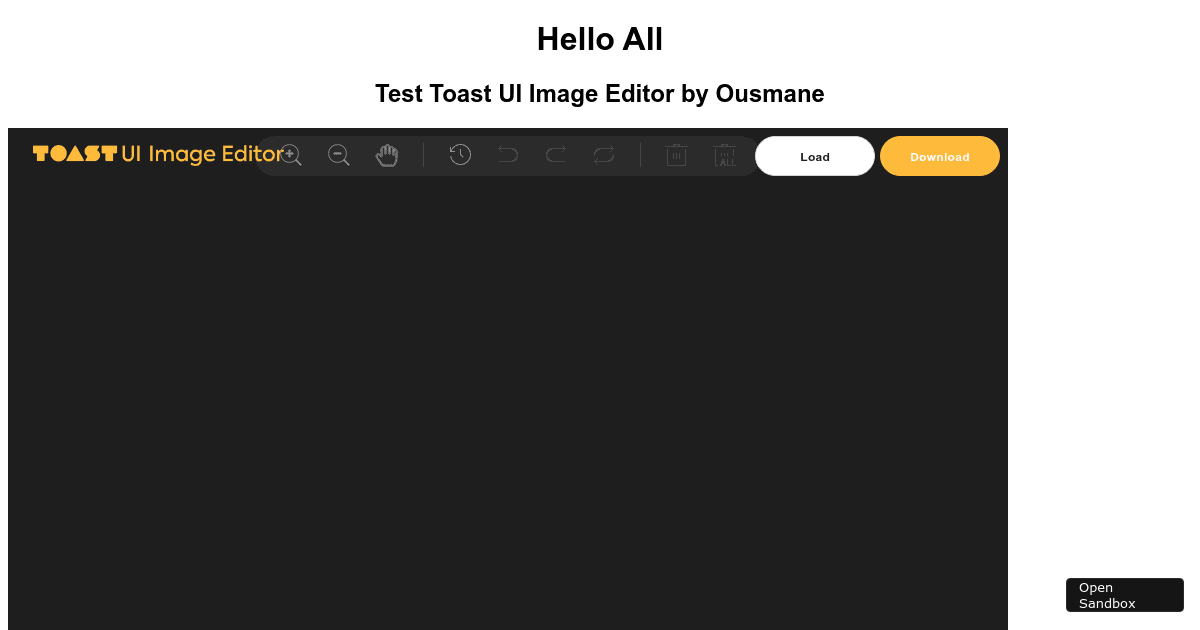 Test Toast UI image Editor Codesandbox