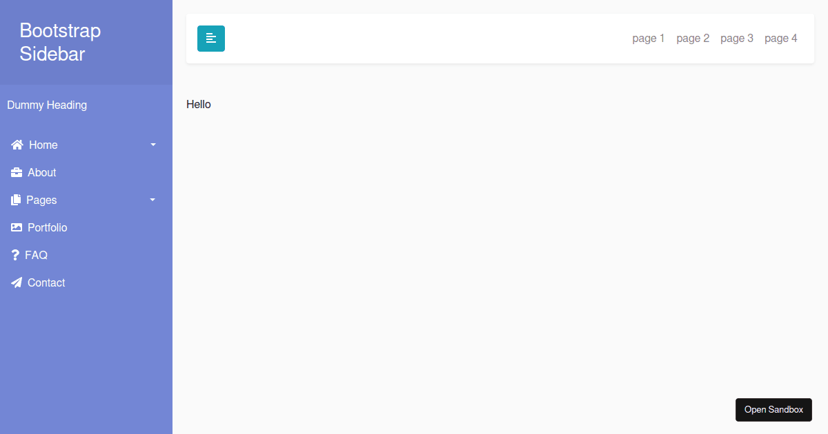 reactstrap-sidebare - Codesandbox