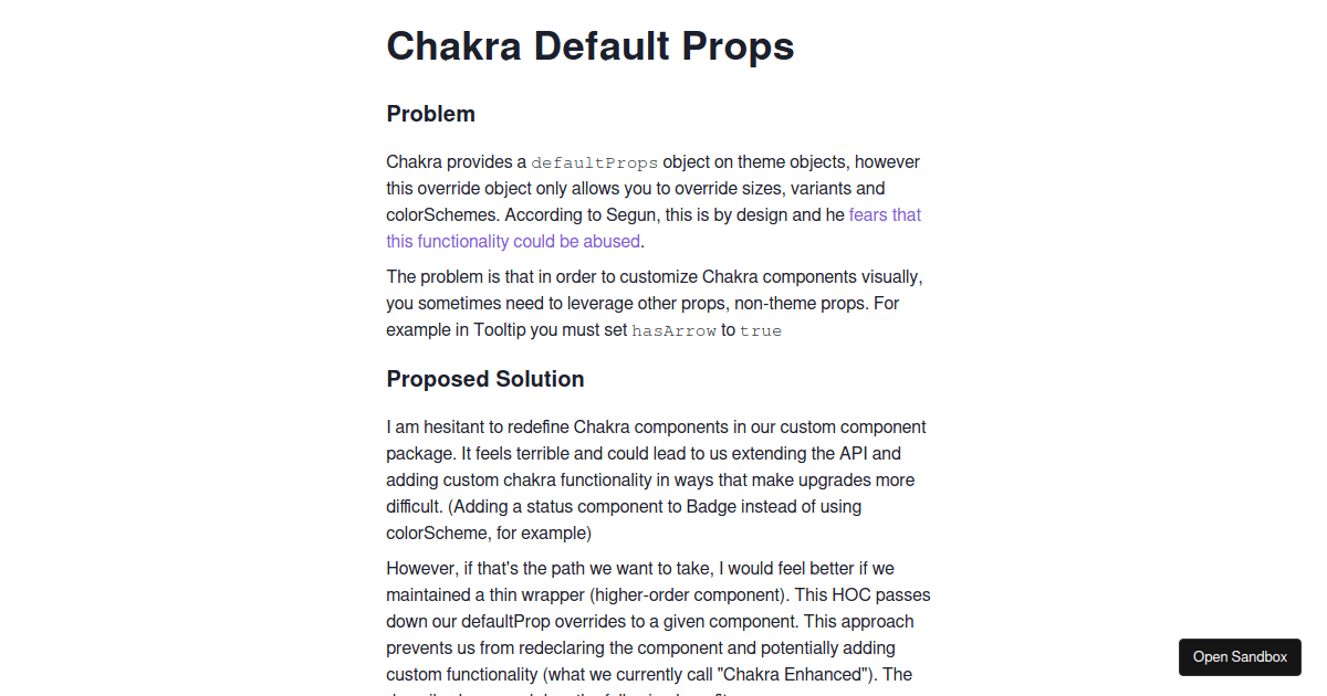 chakra default props issue - Codesandbox
