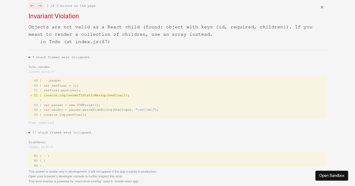 React example - Codesandbox