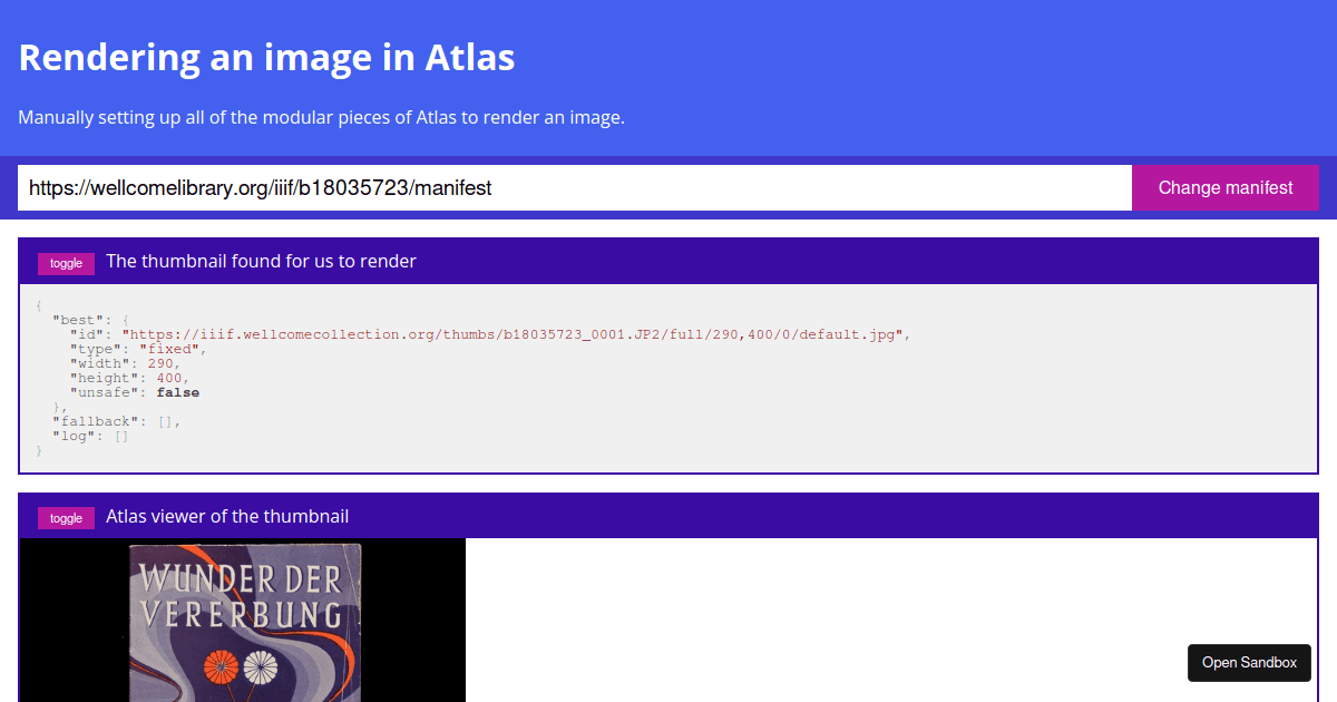 Rendering an image in Atlas (forked) - Codesandbox