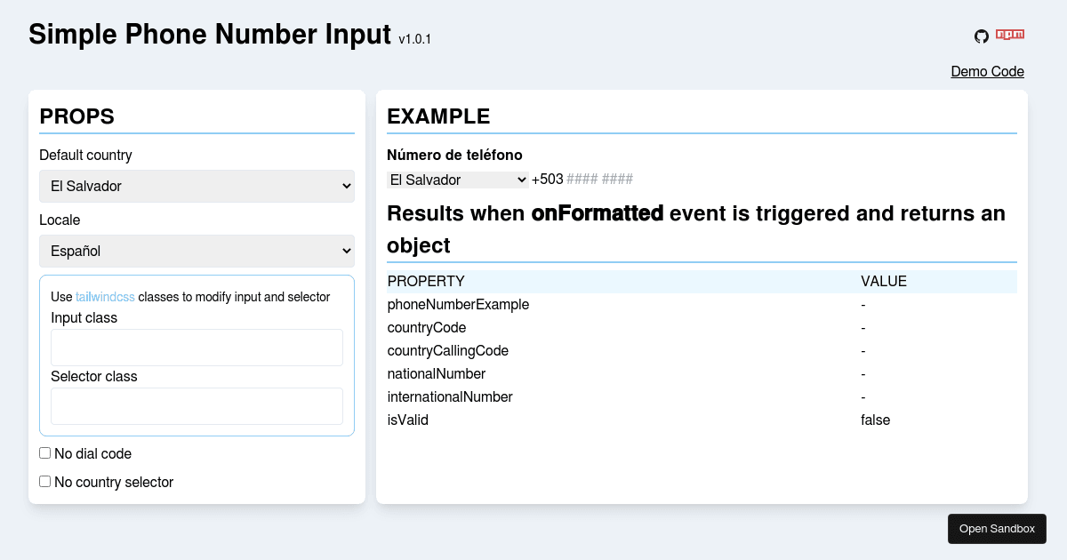 simplephonenumberinput (forked) Codesandbox