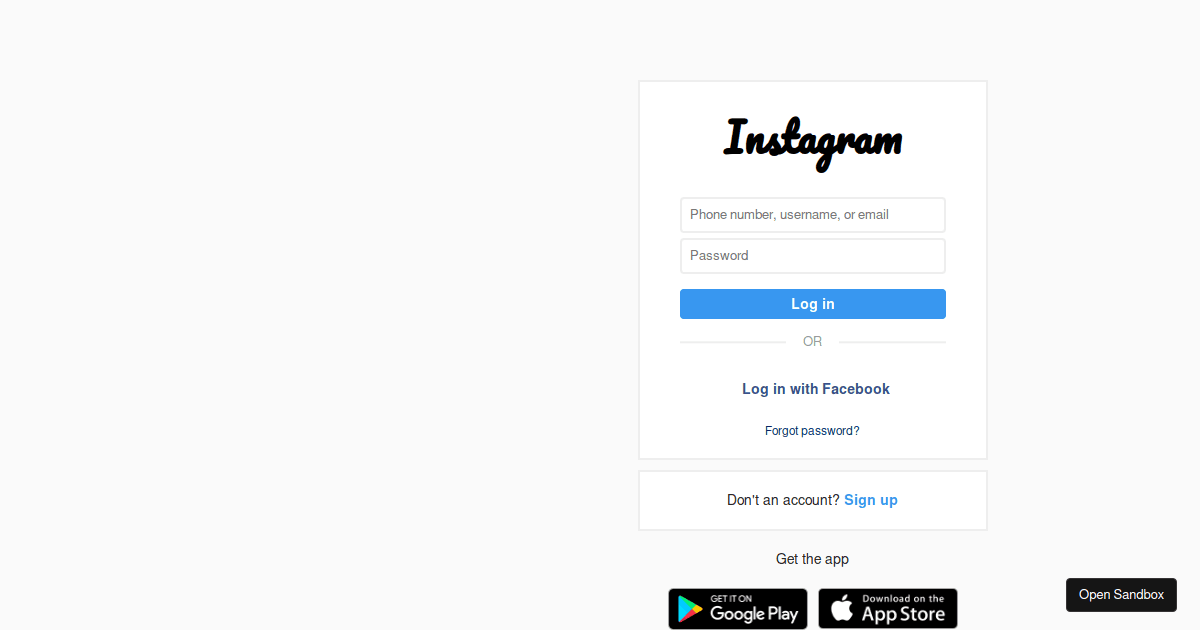 Instagram Login Page Codesandbox