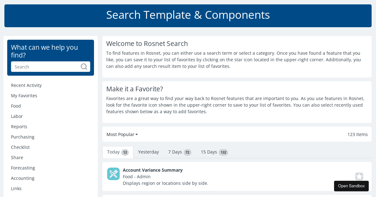 Search Features - Codesandbox