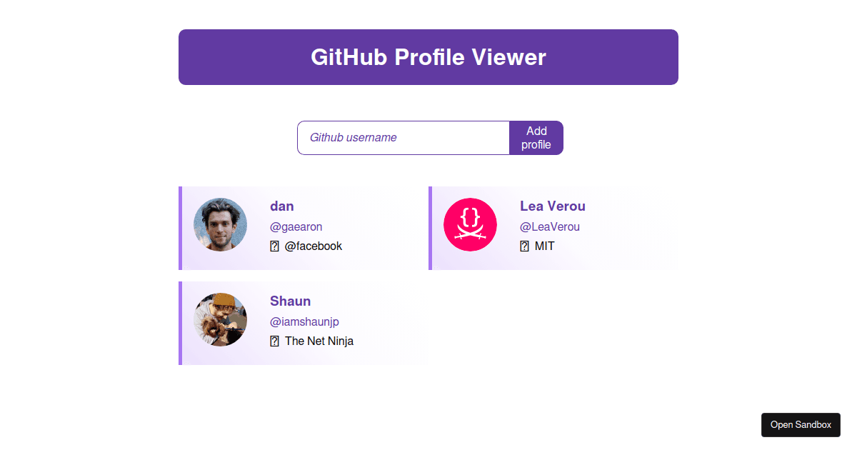 Github-profile-viewer - Codesandbox