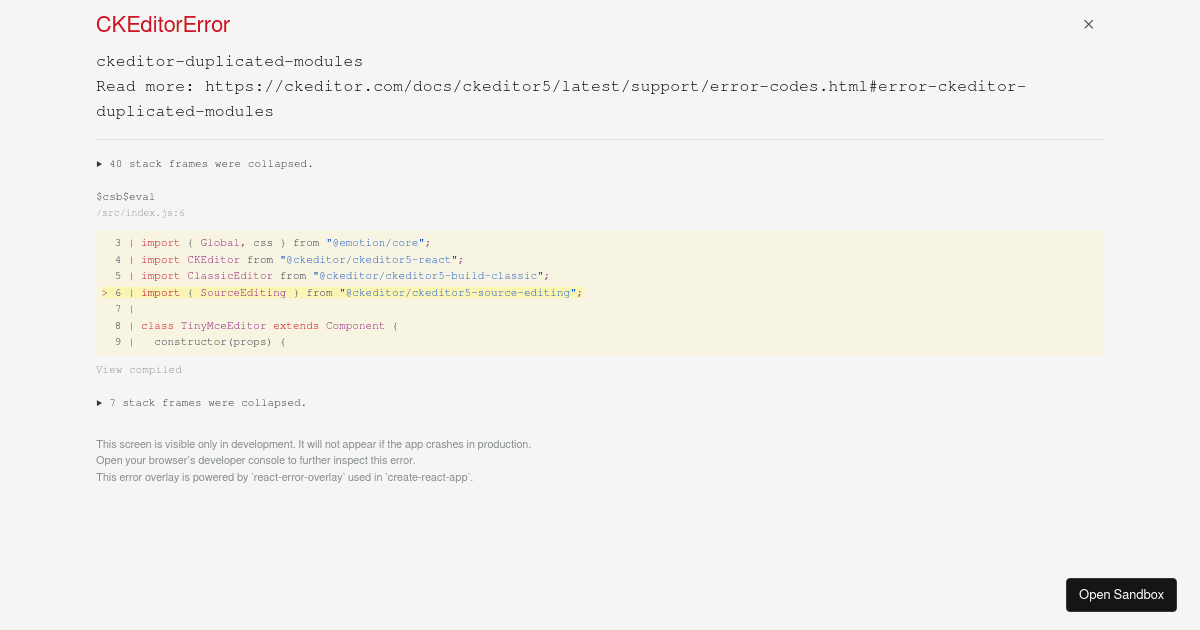 CKEditor 5 React (forked) - Codesandbox