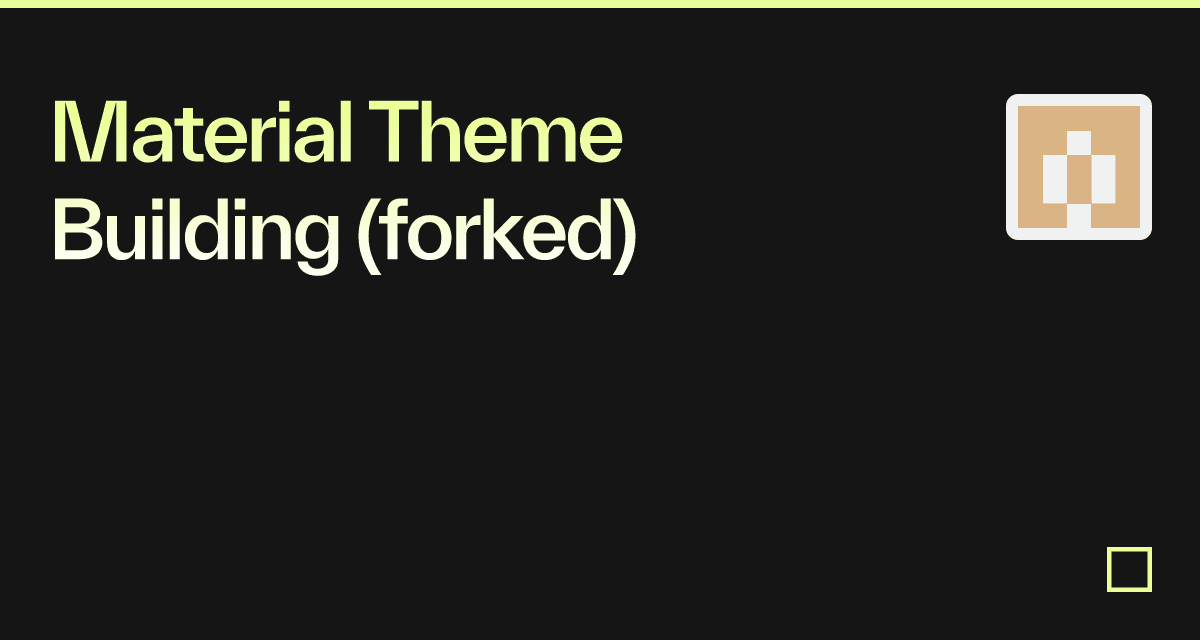 Material Theme Building (forked) - Codesandbox