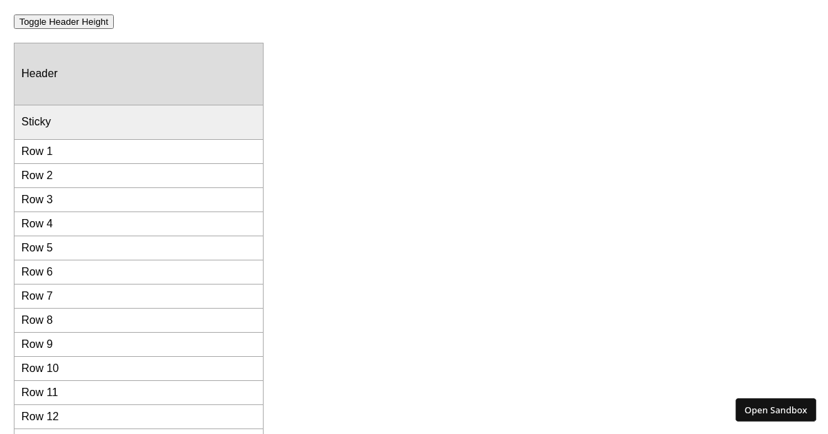 react-window with sticky headers - Codesandbox