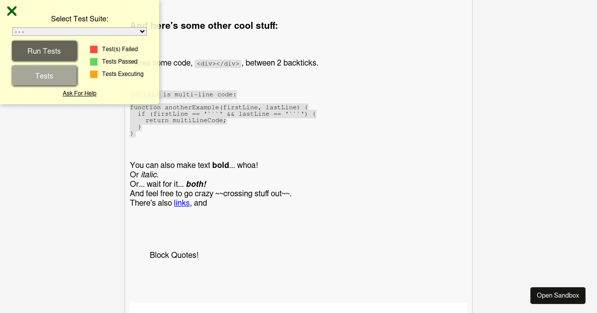 Markdown Previewer FCC - Codesandbox
