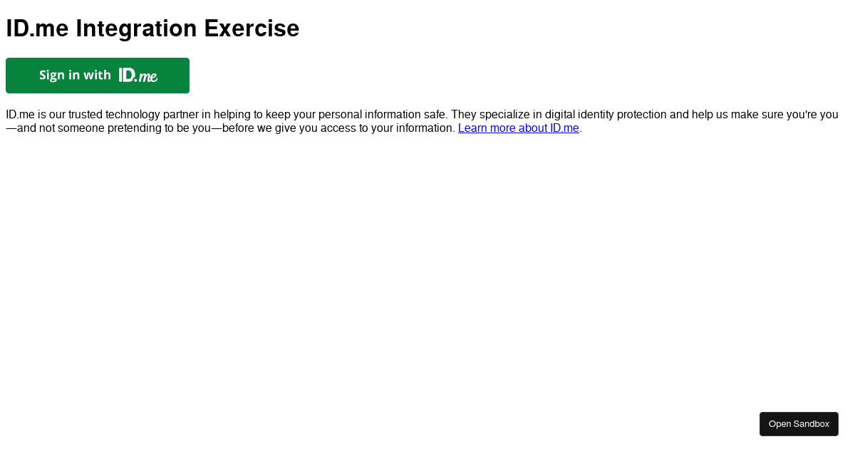 ID.me Integration Exercise - Codesandbox