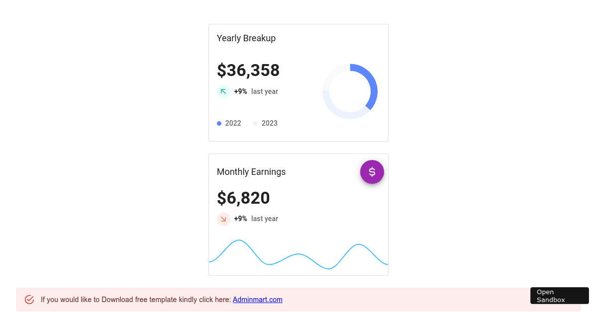 react templates - adminmart - chart widget - 2 - Codesandbox
