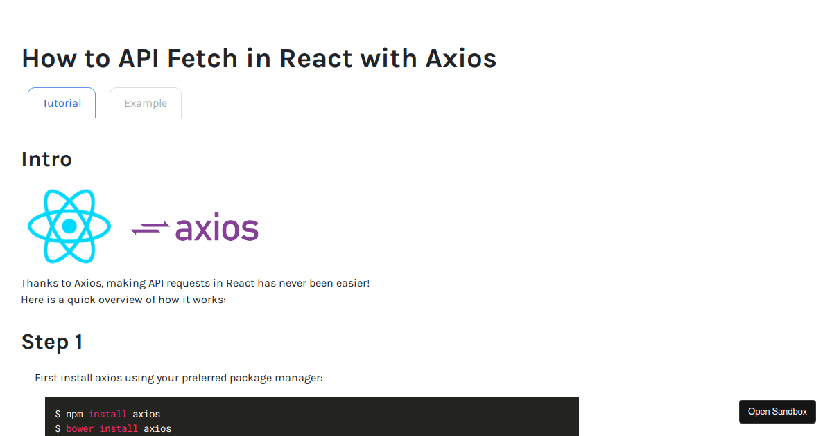 axios cheatsheet - Codesandbox