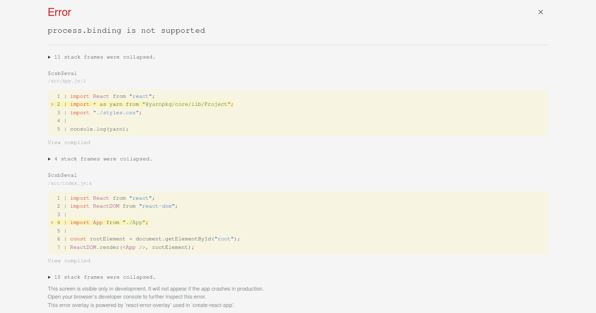 Running Yarn in Browser Attempt Codesandbox