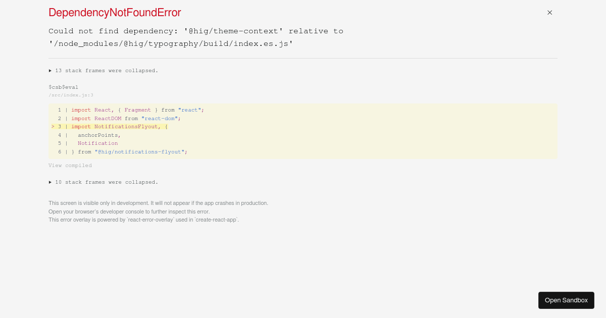 notification flyout - Codesandbox