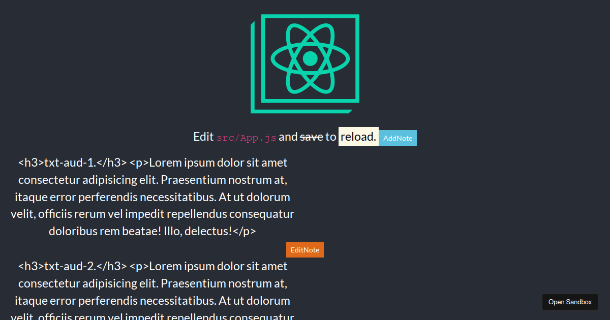 noteEditors - Codesandbox