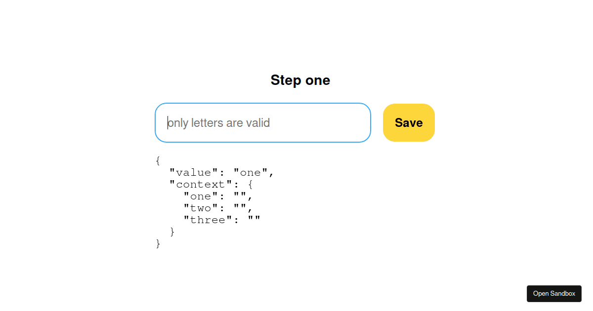 XState React Form Example - Codesandbox