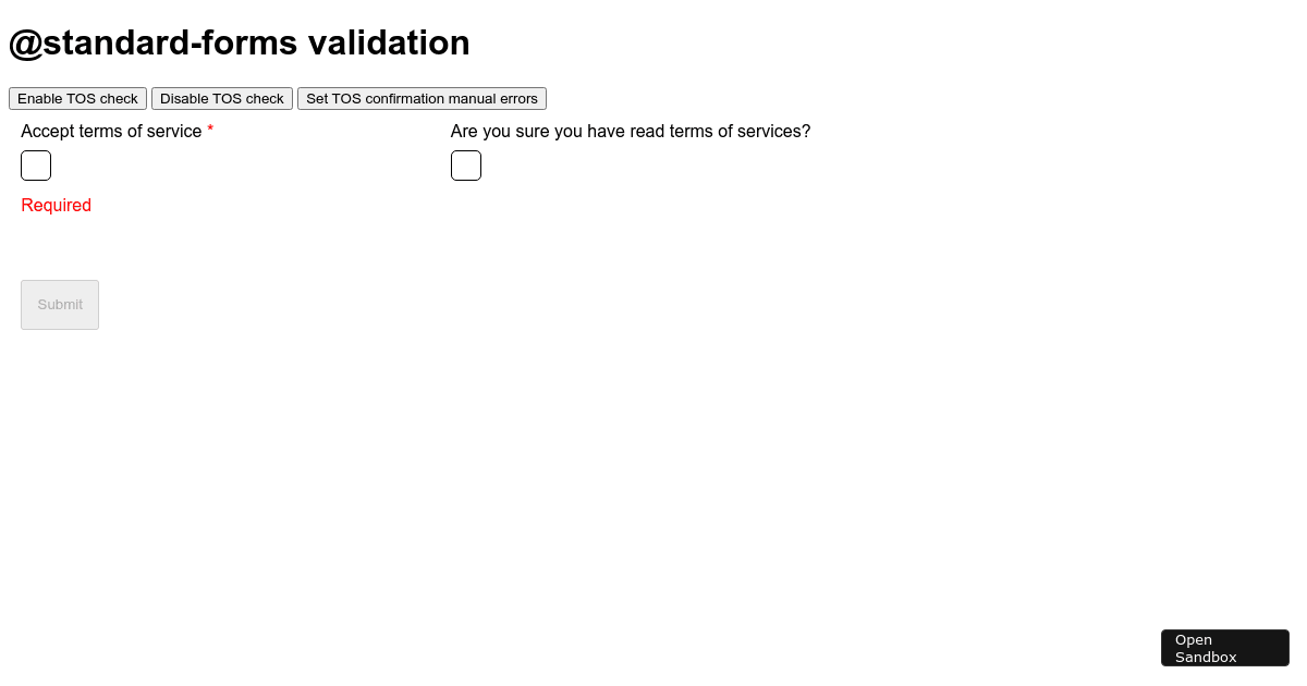 @standard-forms - Validation - Codesandbox