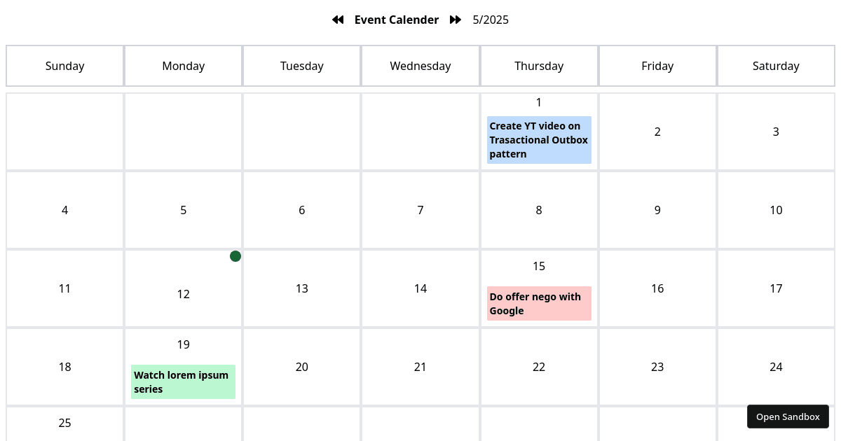 event calender - Codesandbox